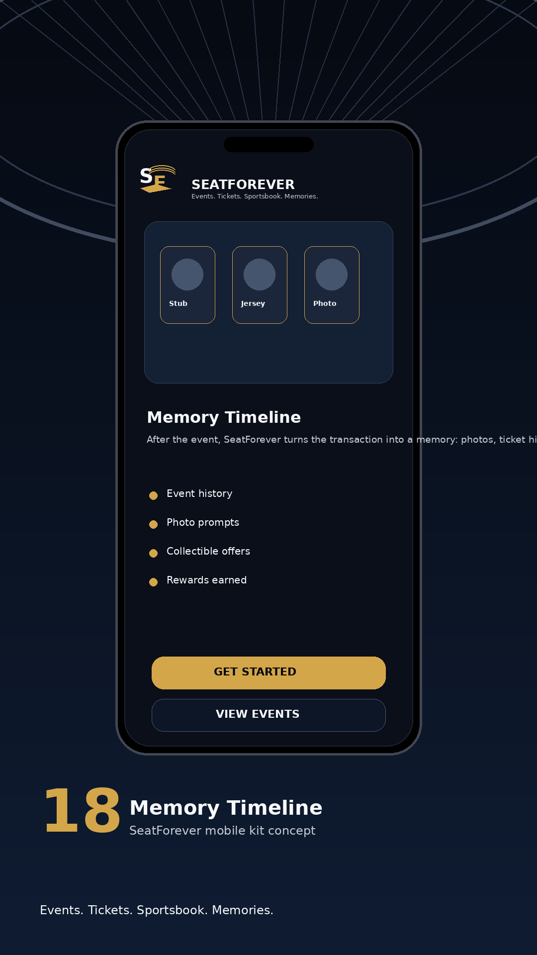 SeatForever memories timeline screen